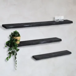 Cavetown Wandplanken|Wandrekken|Londo wandplank zwevend Zwart Mangohout 120cm