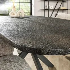 Kalfort Eettafels|Lopez Eettafel deens ovaal Metallic grijs 215cm