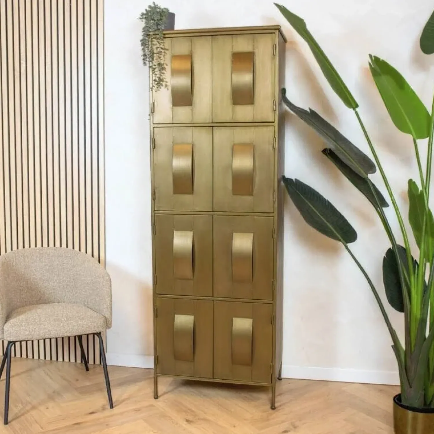 PTMD Wandkasten|Vakkenkasten|Loua wandkast goud 62cm