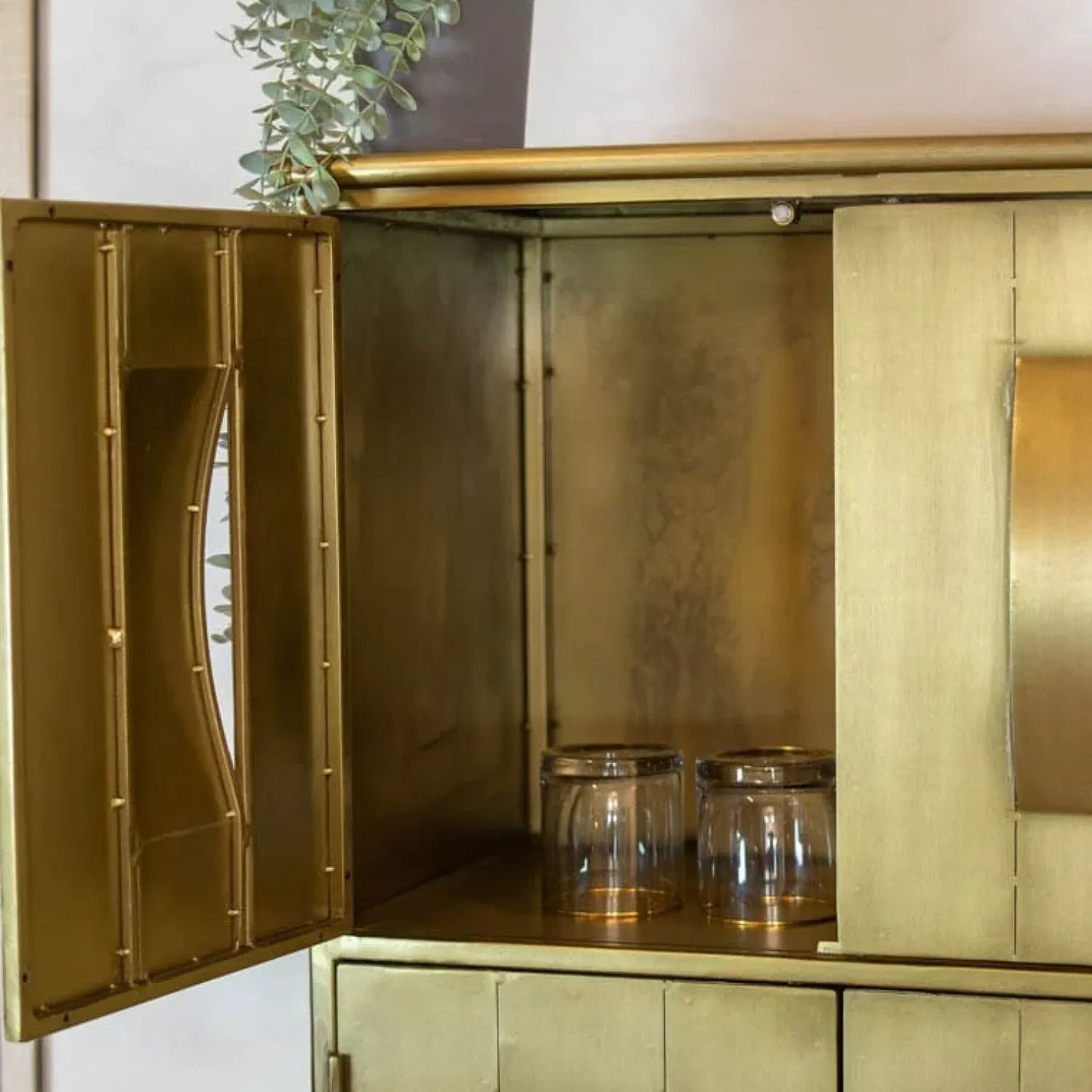 PTMD Wandkasten|Vakkenkasten|Loua wandkast goud 62cm