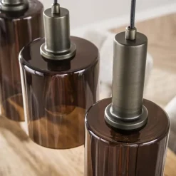 Kalfort Hanglampen|Glazen Hanglamp|Luca 6-lichts Hanglamp Bruin