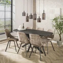 Kalfort Hanglampen|Glazen Hanglamp|Luca 6-lichts Hanglamp Bruin