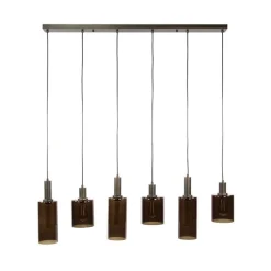 Kalfort Hanglampen|Glazen Hanglamp|Luca 6-lichts Hanglamp Bruin