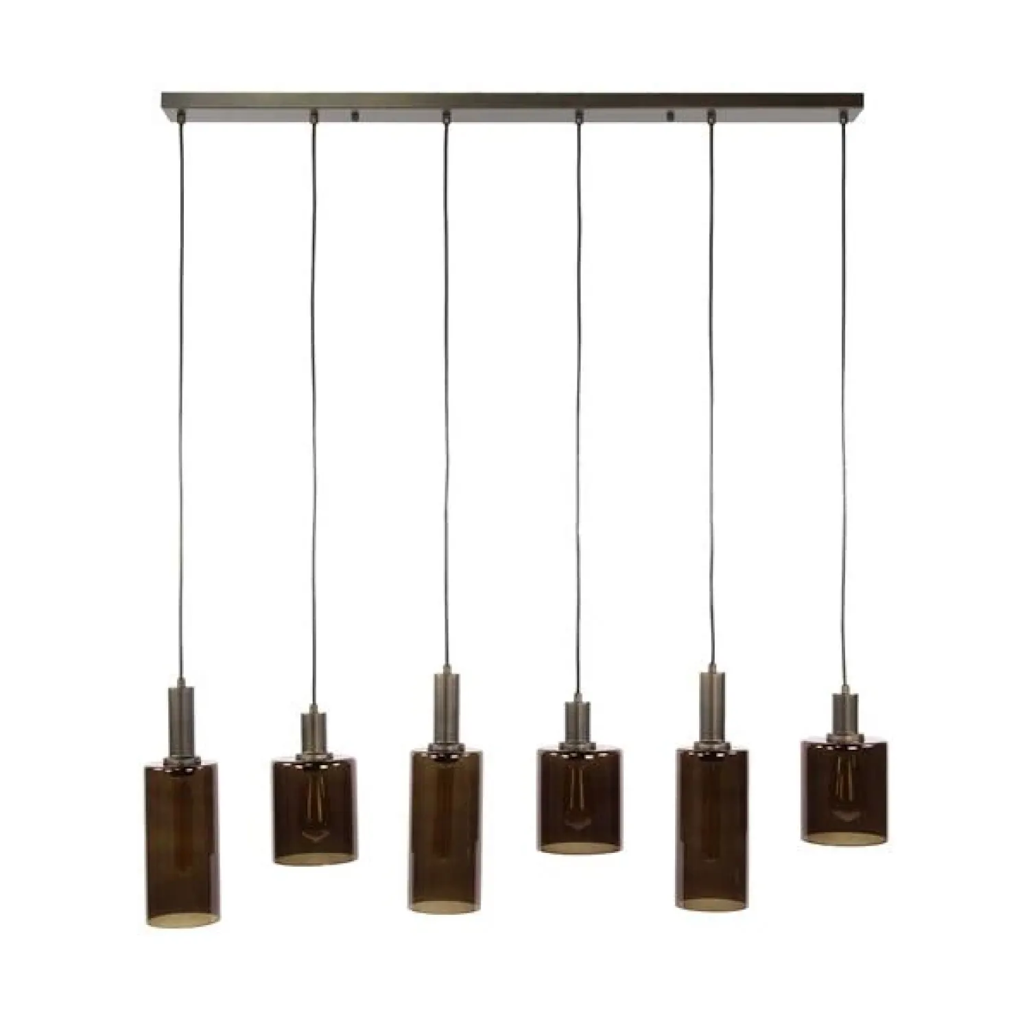 Kalfort Hanglampen|Glazen Hanglamp|Luca 6-lichts Hanglamp Bruin