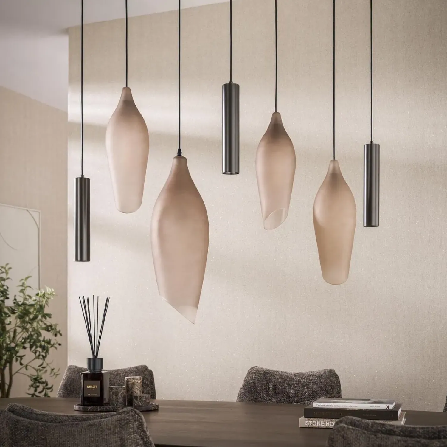 Kalfort Hanglampen|Lucario 7-lichts Hanglamp bruin-frosted