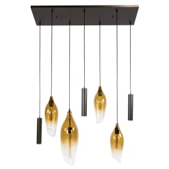 Kalfort Hanglampen|Glazen Hanglamp|Lucario 7-lichts Hanglamp bruin-shaded