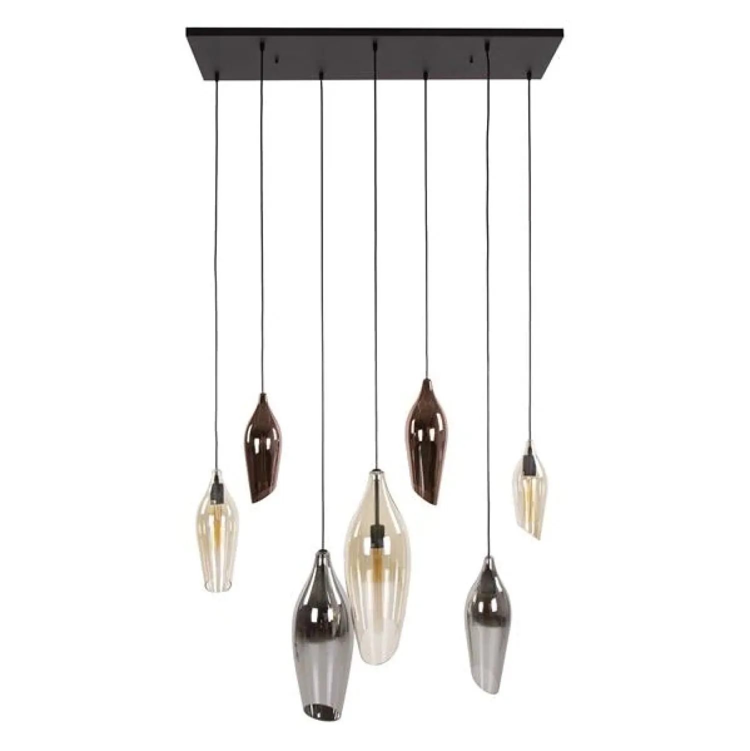 Kalfort Hanglampen|Glazen Hanglamp|Lucario 7-lichts Hanglamp industrieel