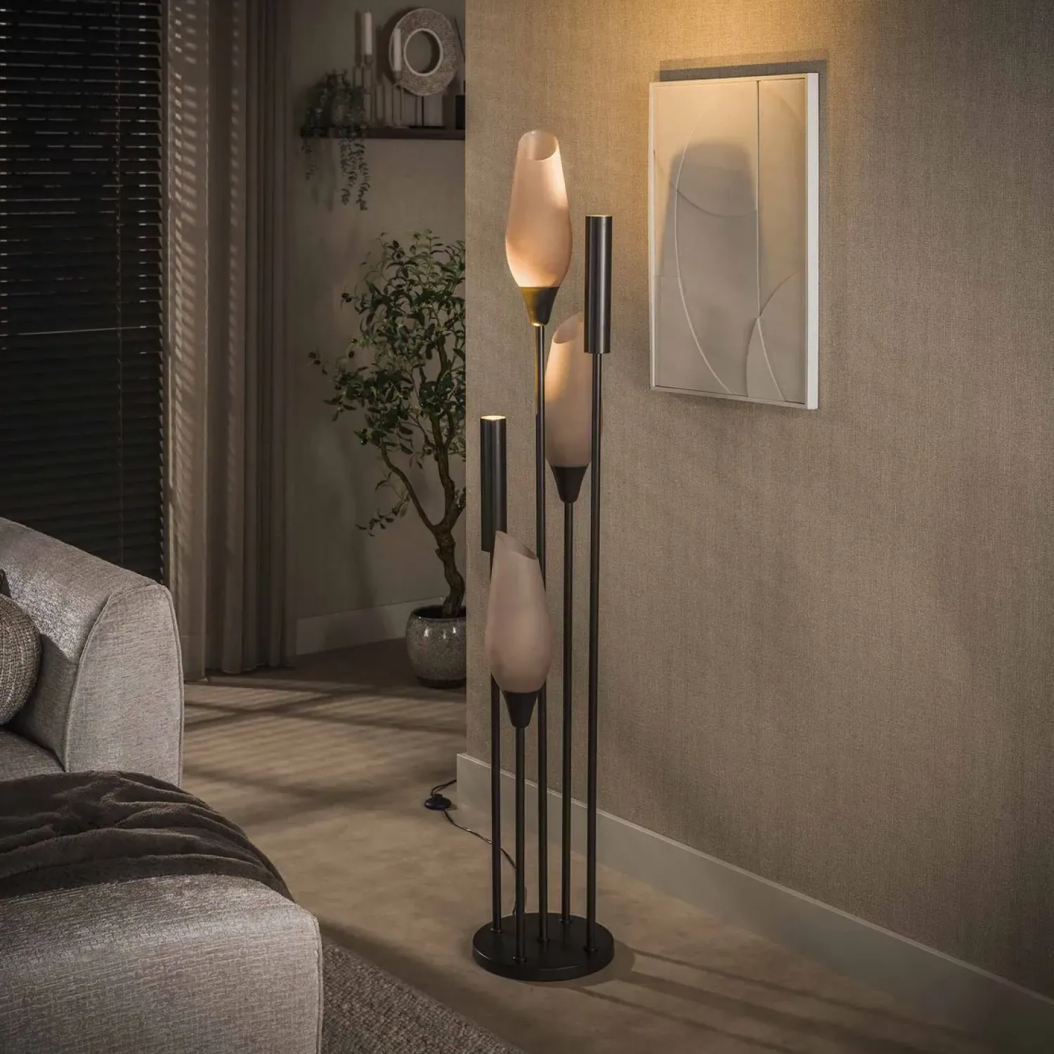 Kalfort Vloerlampen|Lucario 5-lichts Vloerlamp bruin-frosted