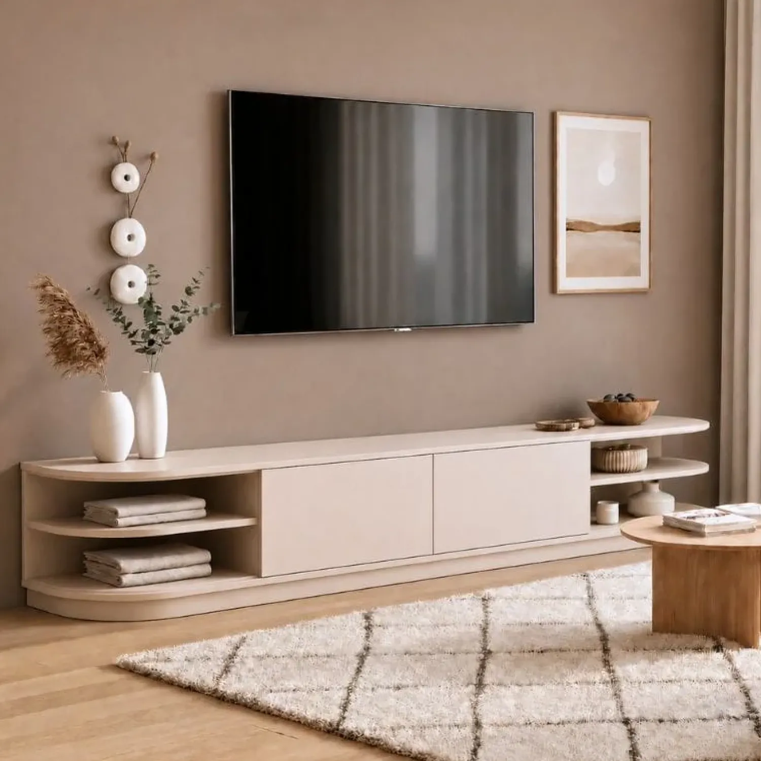 Vane Living Industriele Kasten|Tv Meubels|Luca Staand Tv meubel Zand 220 cm