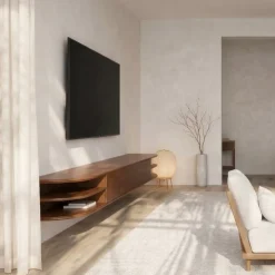 Vane Living Industriele Kasten|Tv Meubels|Luca zwevend Tv meubel Walnoot 250 cm