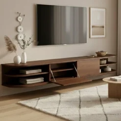 Vane Living Industriele Kasten|Tv Meubels|Luca zwevend Tv meubel Walnoot 190 cm