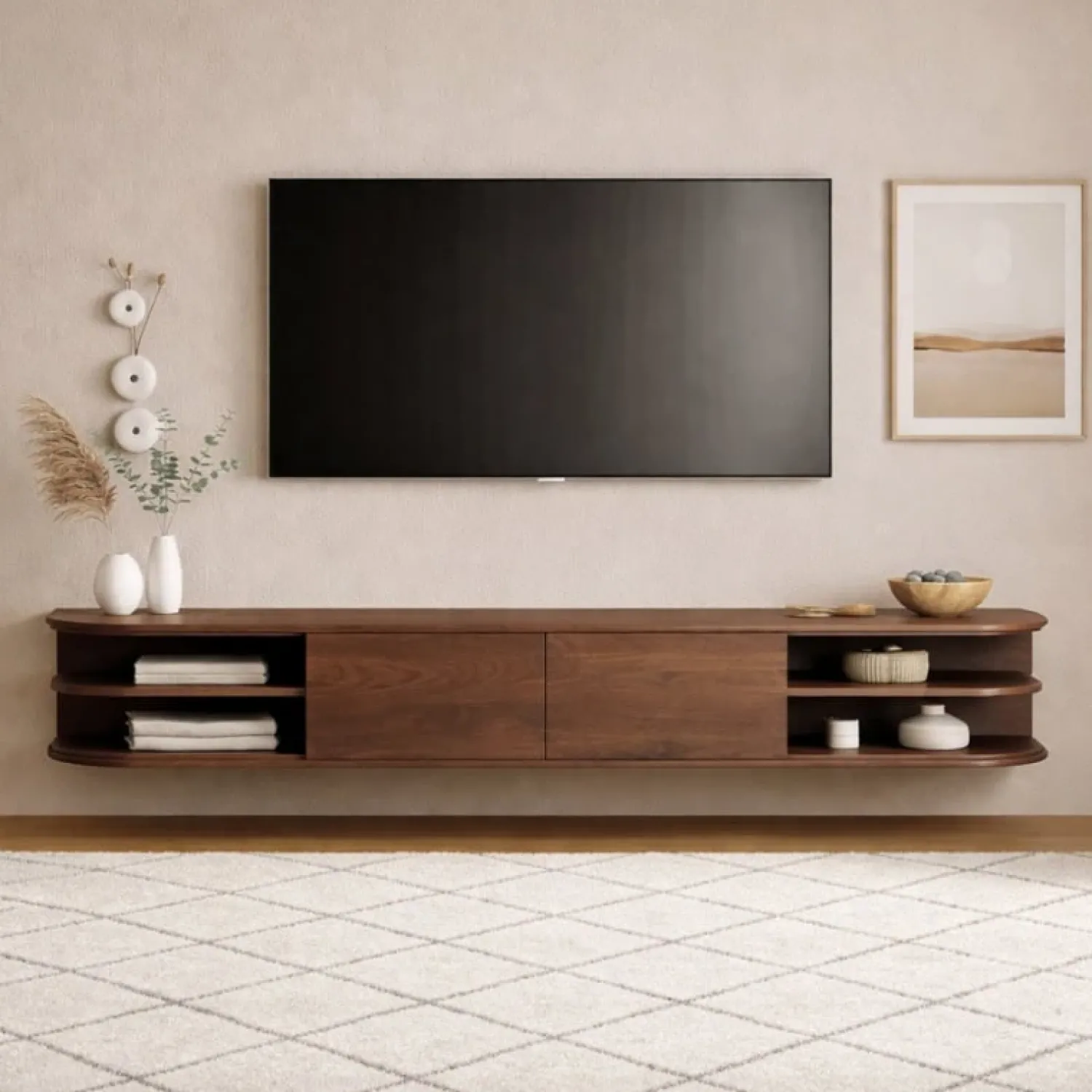Vane Living Industriele Kasten|Tv Meubels|Luca zwevend Tv meubel Walnoot 190 cm