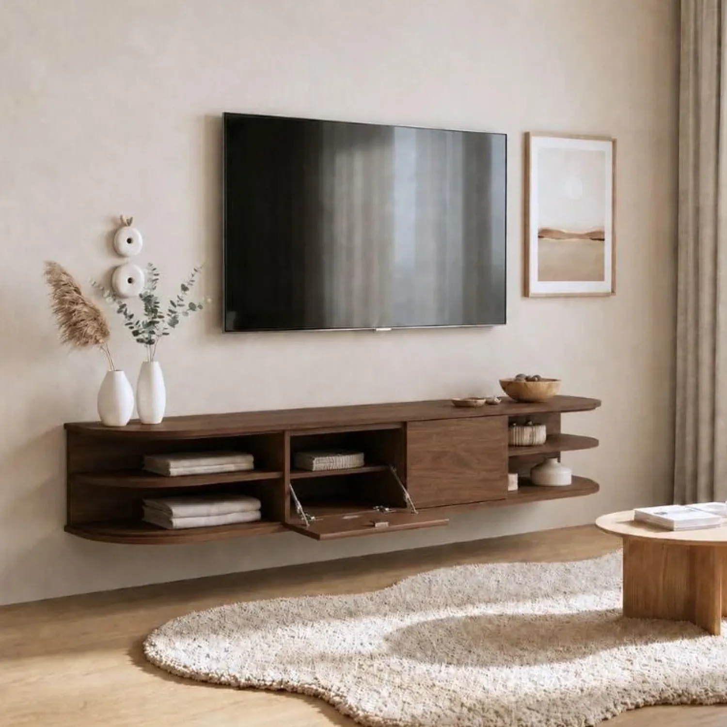 Vane Living Industriele Kasten|Tv Meubels|Luca zwevend Tv meubel Walnoot 160 cm