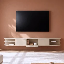 Vane Living Industriele Kasten|Tv Meubels|Luca zwevend Tv meubel Zand 250 cm