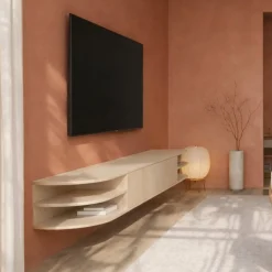 Vane Living Industriele Kasten|Tv Meubels|Luca zwevend Tv meubel Zand 250 cm