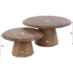 Kalfort Salontafels|Luna Salontafel set van 2 rond Acaciahout