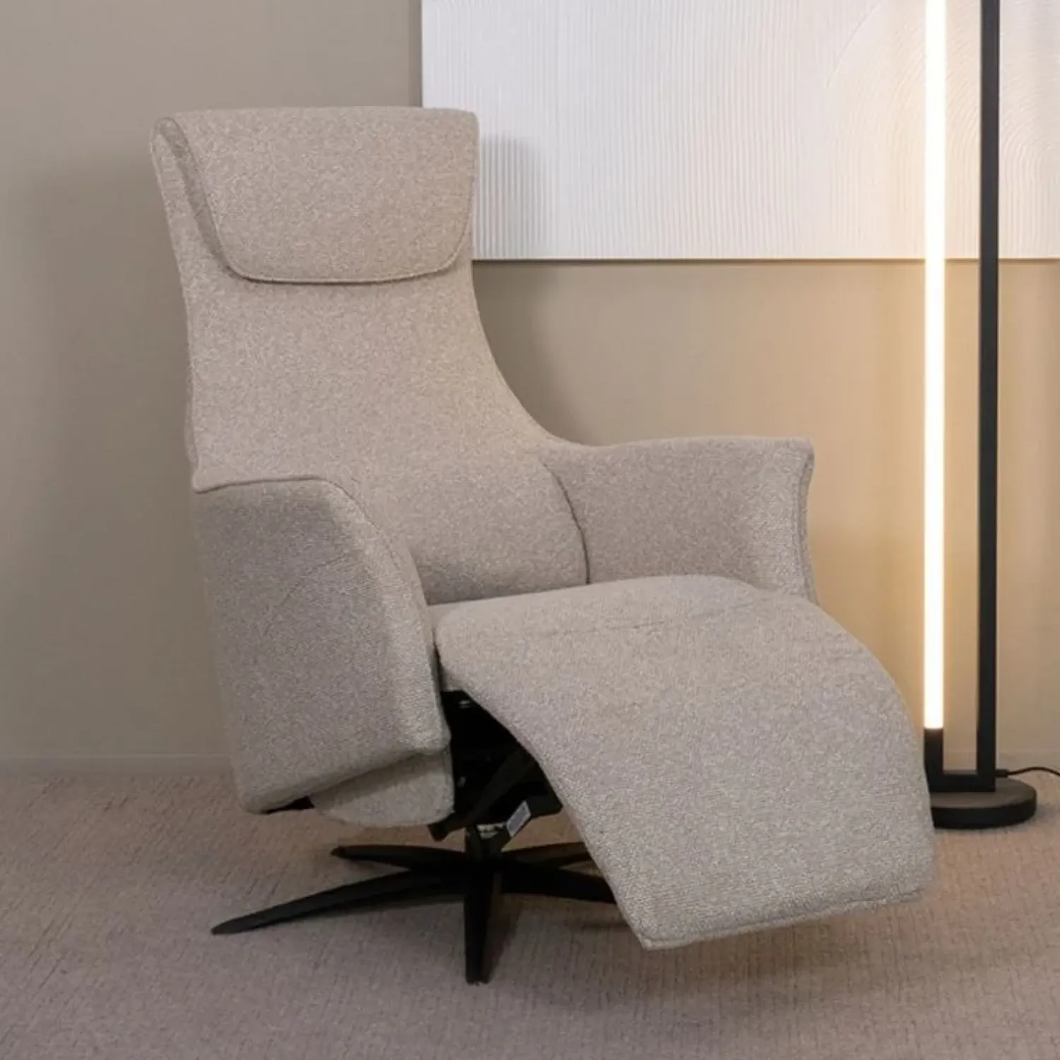 Label51 Fauteuils|Lund Elektrische Fauteuil Naturel Boucle