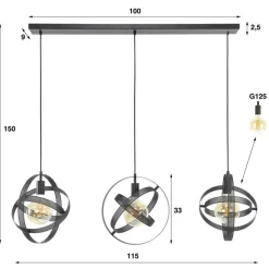 Kalfort Hanglampen|Lyra 3-lichts Hanglamp