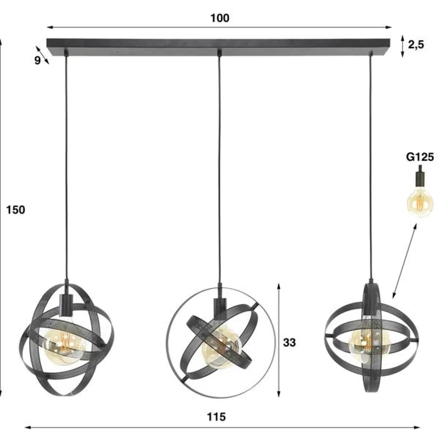 Kalfort Hanglampen|Lyra 3-lichts Hanglamp
