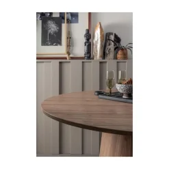 WOOOD Eettafels|Maan Eettafel Rond MDF Walnoot 120cm