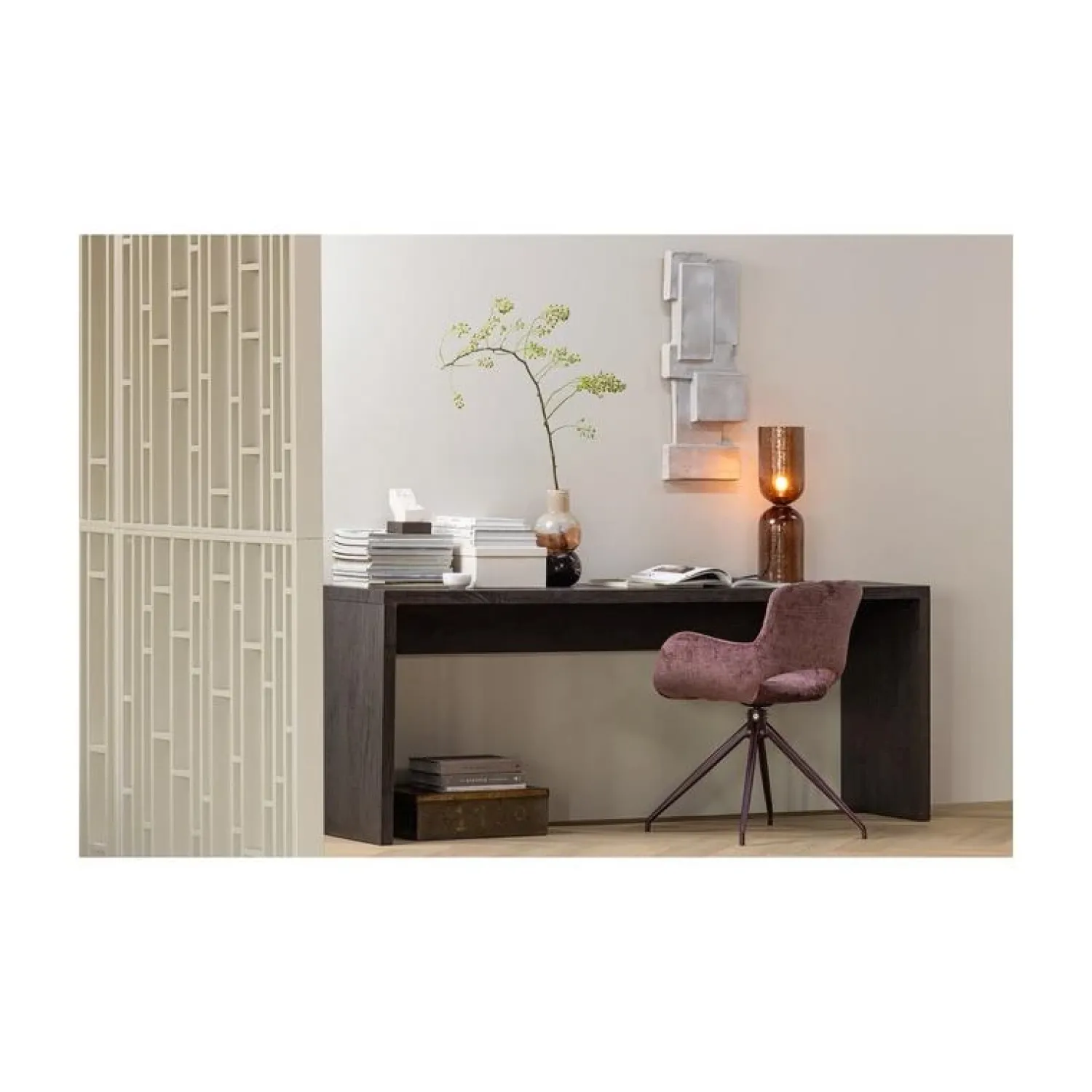 WOOOD Sidetables|Maan Sidetable MDF Donkerbruin 200cm
