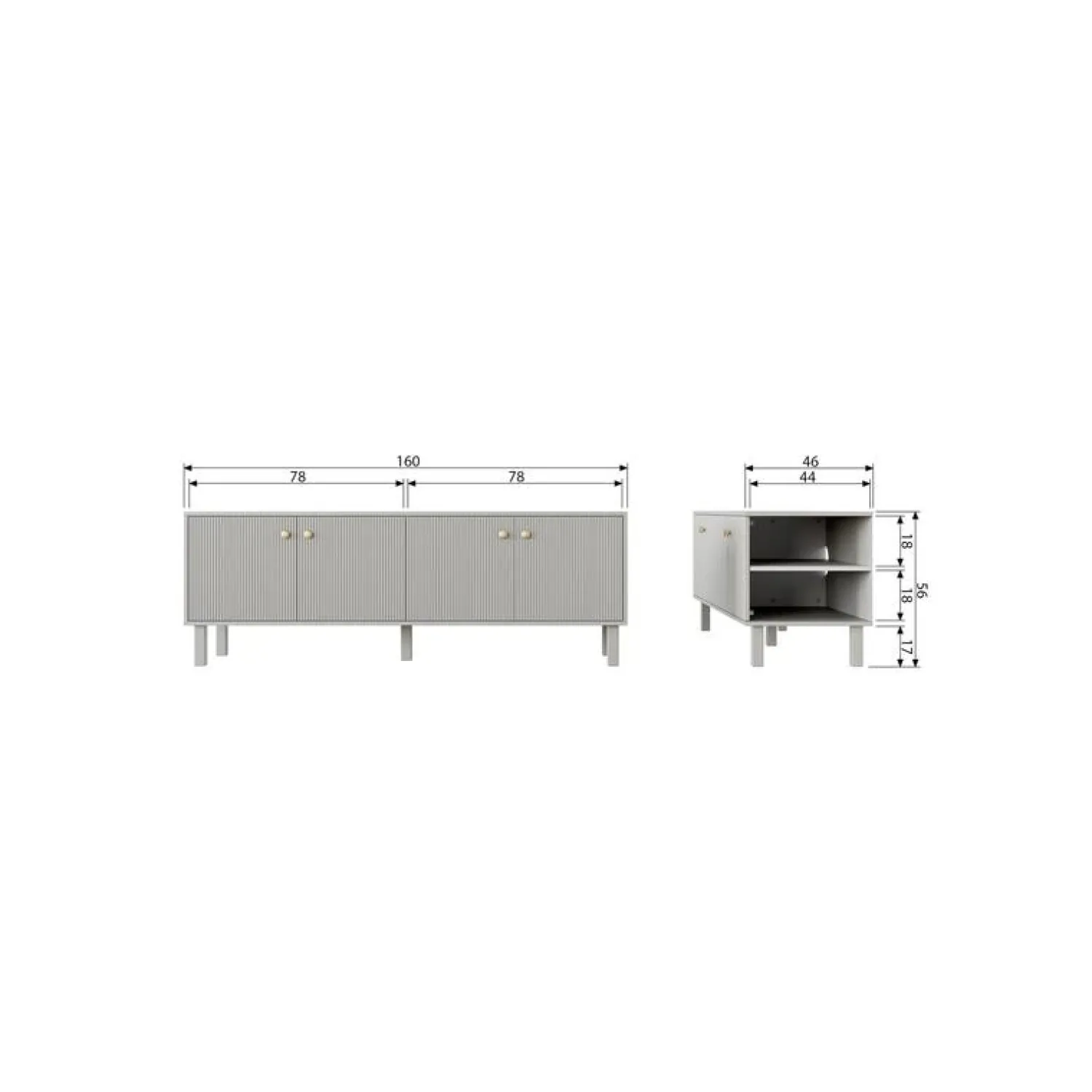 WOOOD Industriele Kasten|Tv Meubels|Madu TV Meubel Dennenhout Wolkengrijs 160cm
