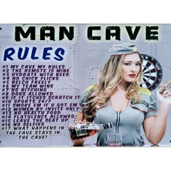 Cavetown Metalen Borden|Man Cave Rules - metalen bord