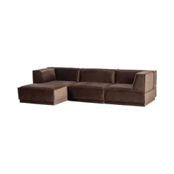 WOOOD Modulaire Banken|Manu Bank Chaise longue Links Velvet Bruin