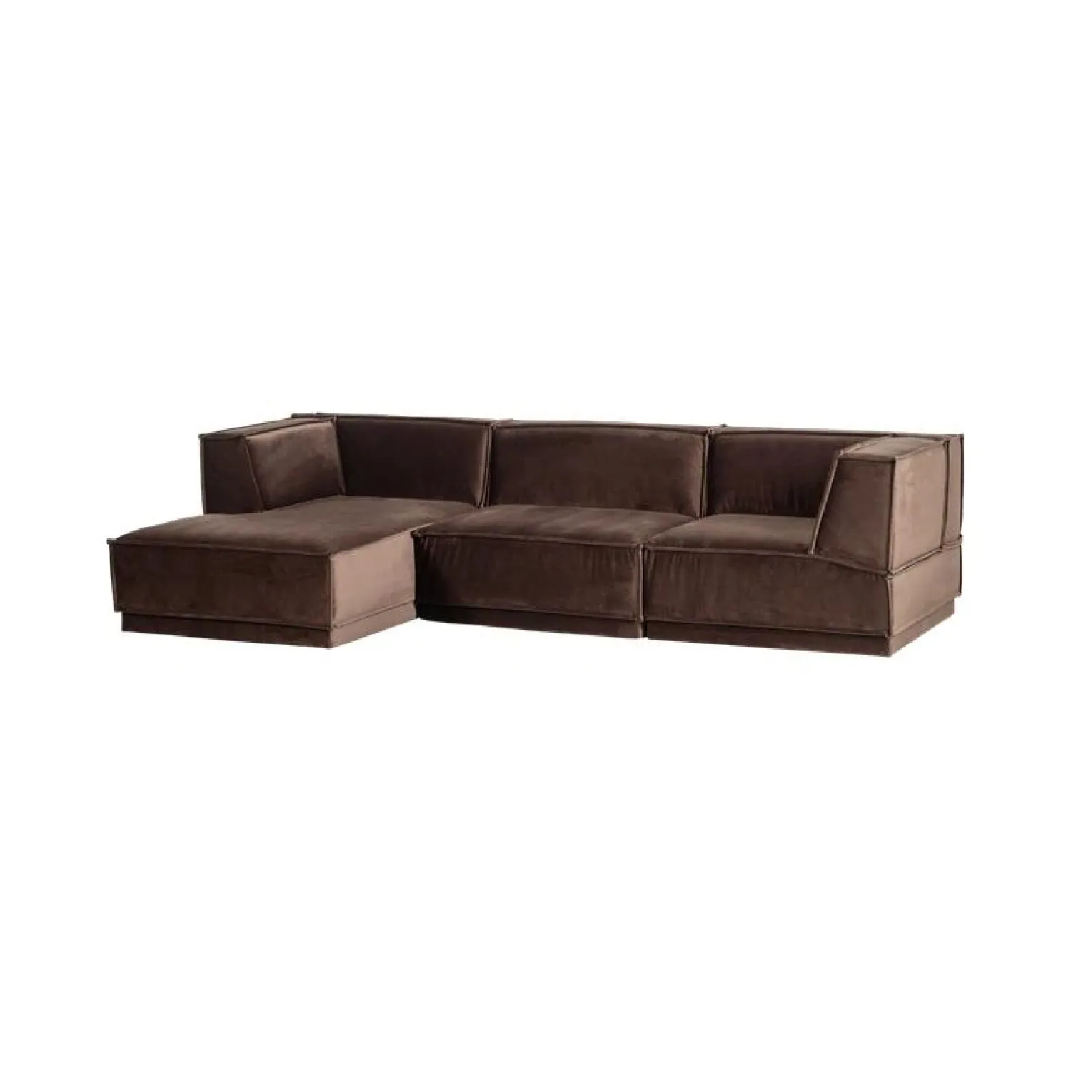 WOOOD Modulaire Banken|Manu Bank Chaise longue Links Velvet Bruin