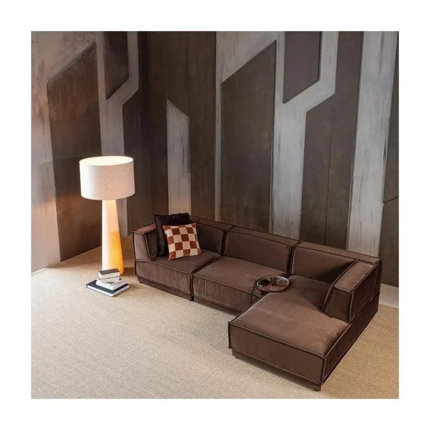 WOOOD Modulaire Banken|Manu Bank Chaise longue Rechts Velvet Bruin