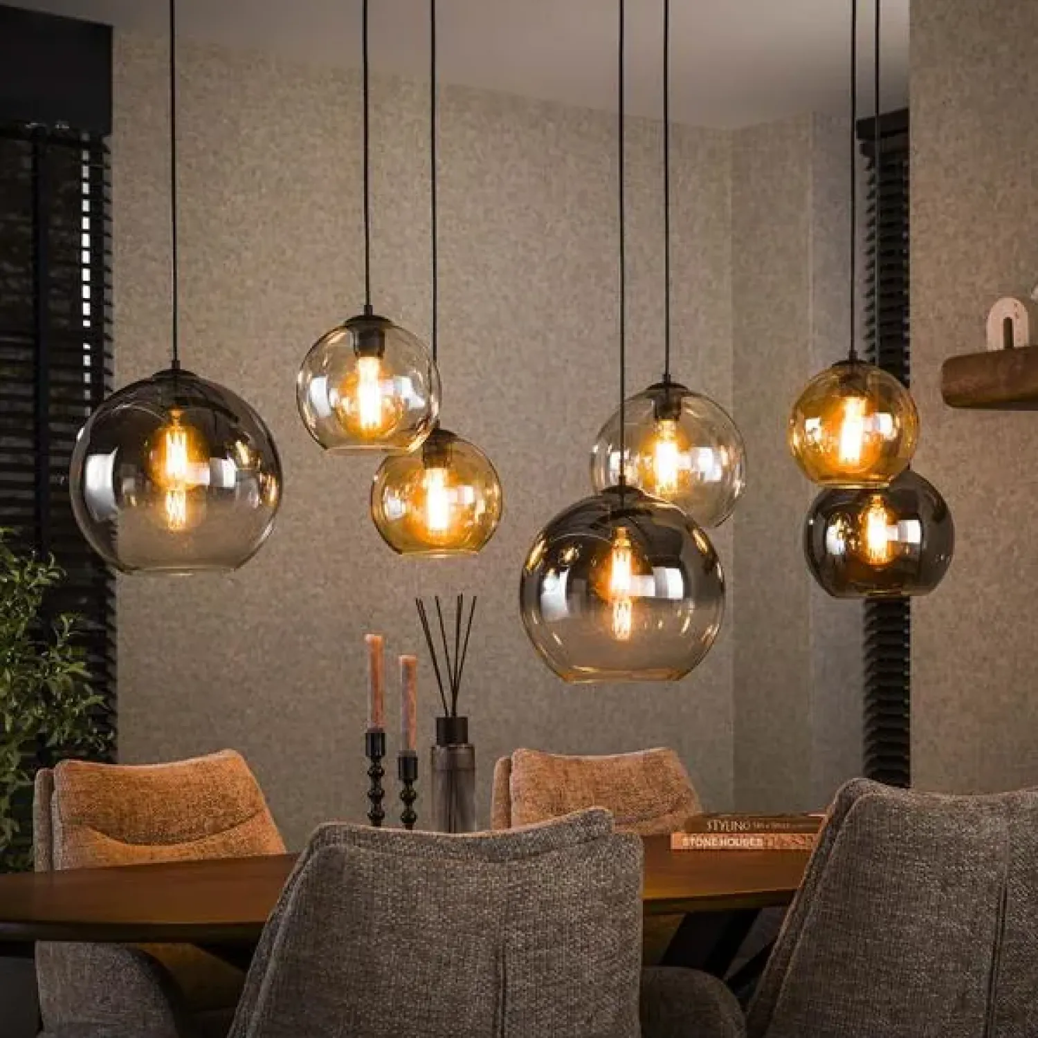Kalfort Hanglampen|Glazen Hanglamp|Marble 7-lichts glazen hanglamp