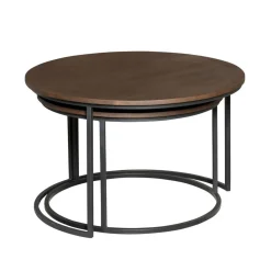 Furndea Salontafels|Martin Salontafel set van 3 rond Walnoot