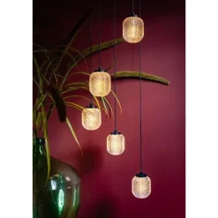 Steinmex Hanglampen|Glazen Hanglamp|Mary 5-lichts Hanglamp getrapt glas