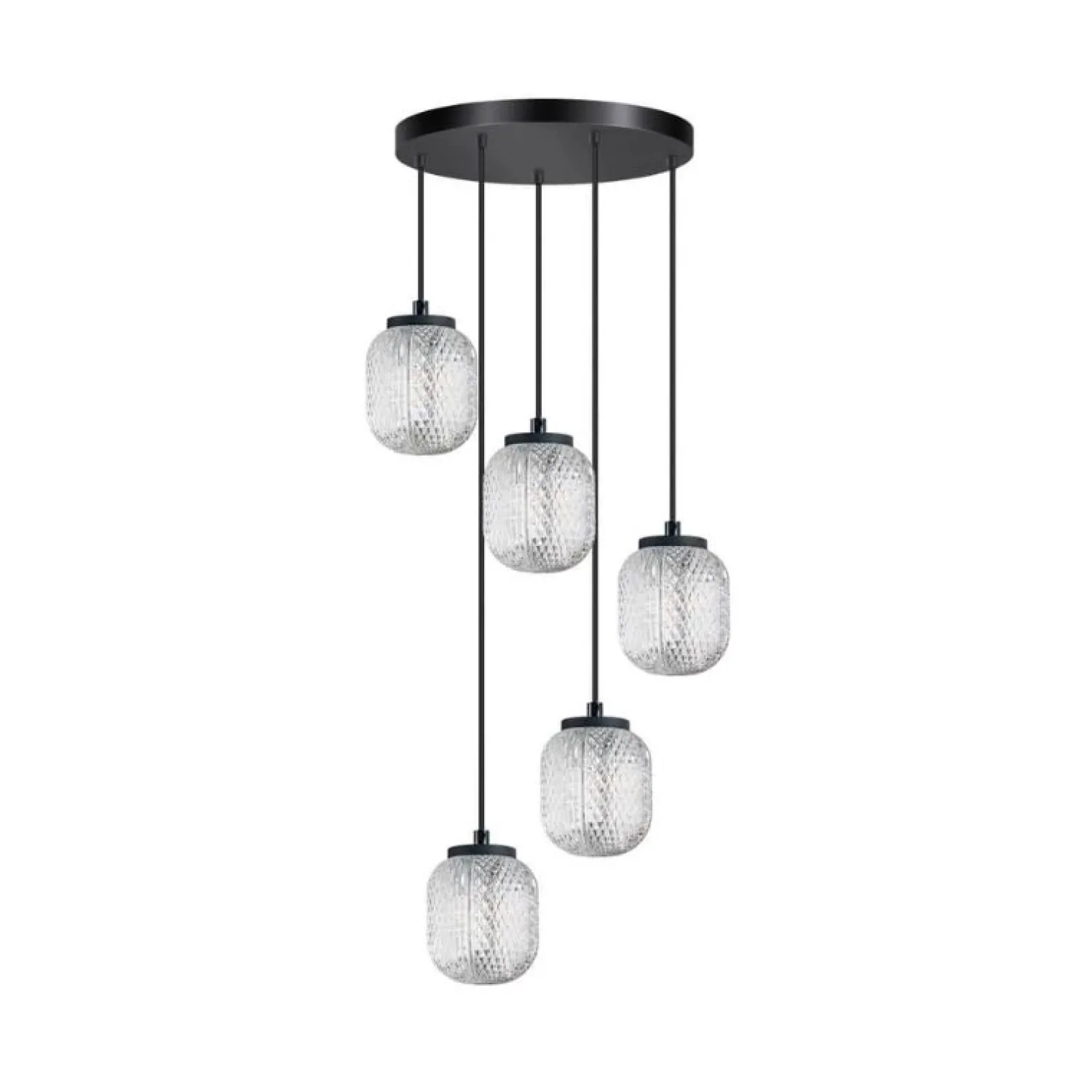 Steinmex Hanglampen|Glazen Hanglamp|Mary 5-lichts Hanglamp getrapt glas
