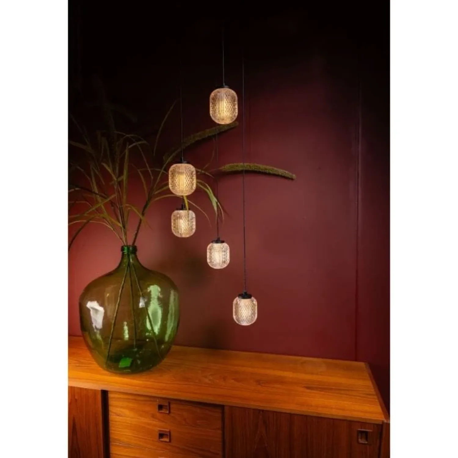 Steinmex Hanglampen|Glazen Hanglamp|Mary 5-lichts Hanglamp getrapt glas