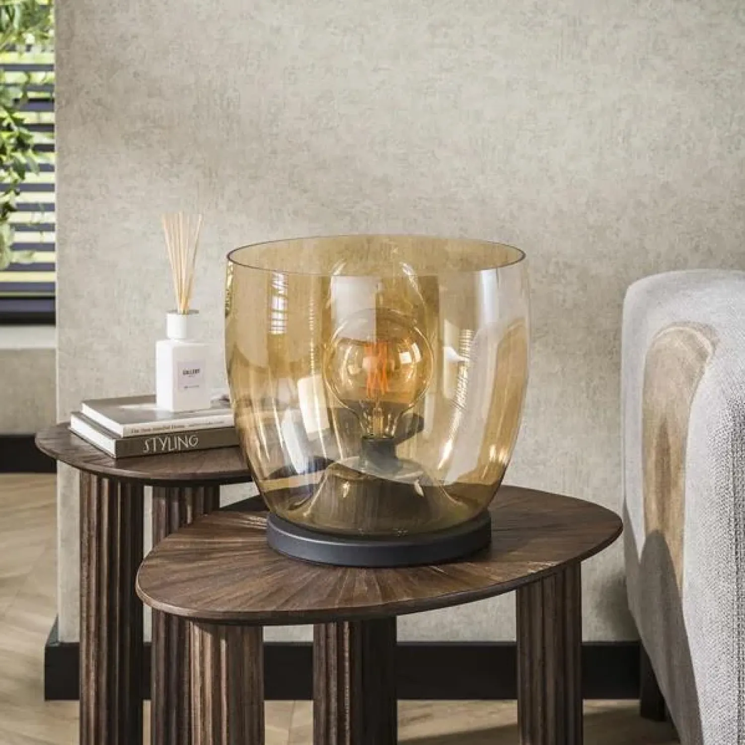 Kalfort Tafellampen|Vloerlampen|Masuka 1-lichts Vloerlamp Amber M 32cm