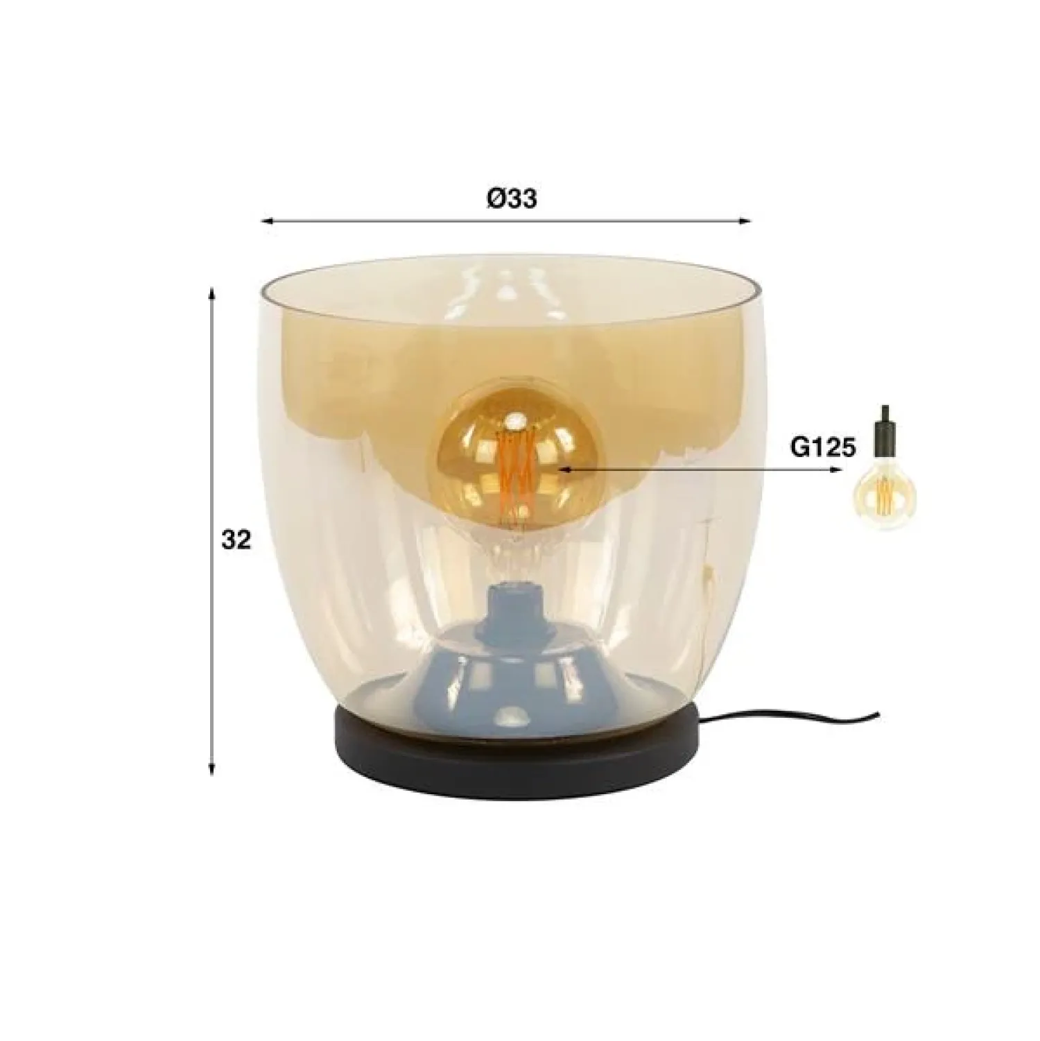 Kalfort Tafellampen|Vloerlampen|Masuka 1-lichts Vloerlamp Amber M 32cm