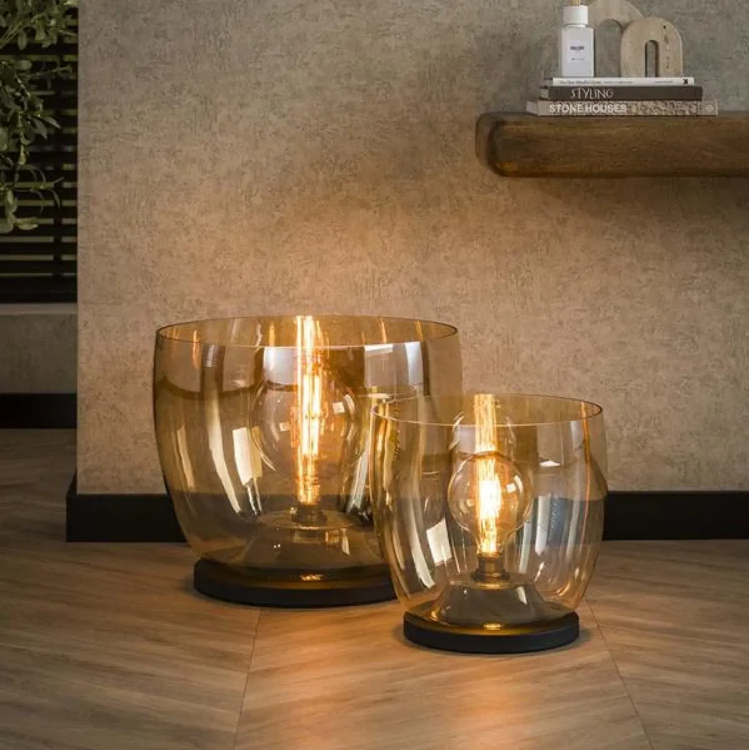 Kalfort Tafellampen|Vloerlampen|Masuka 1-lichts Vloerlamp Amber M 32cm