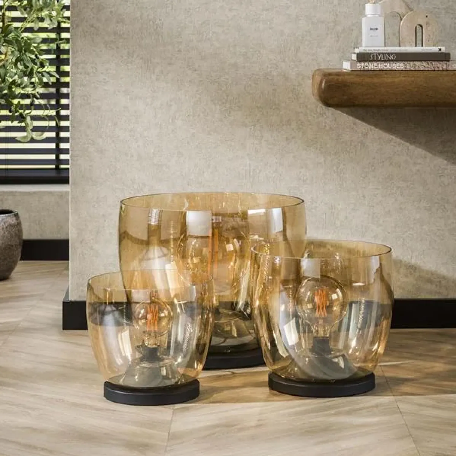 Kalfort Tafellampen|Vloerlampen|Masuka 1-lichts Vloerlamp Amber M 32cm