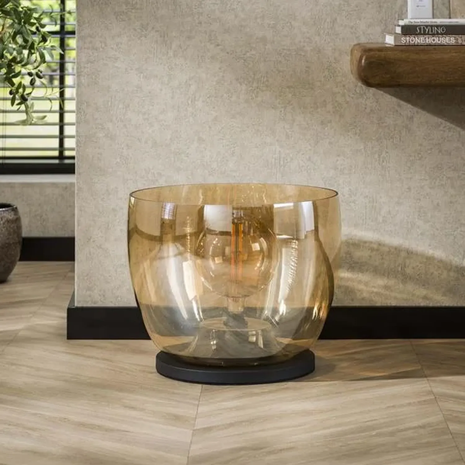 Kalfort Tafellampen|Vloerlampen|Masuka 1-lichts Vloerlamp Amber L 41cm