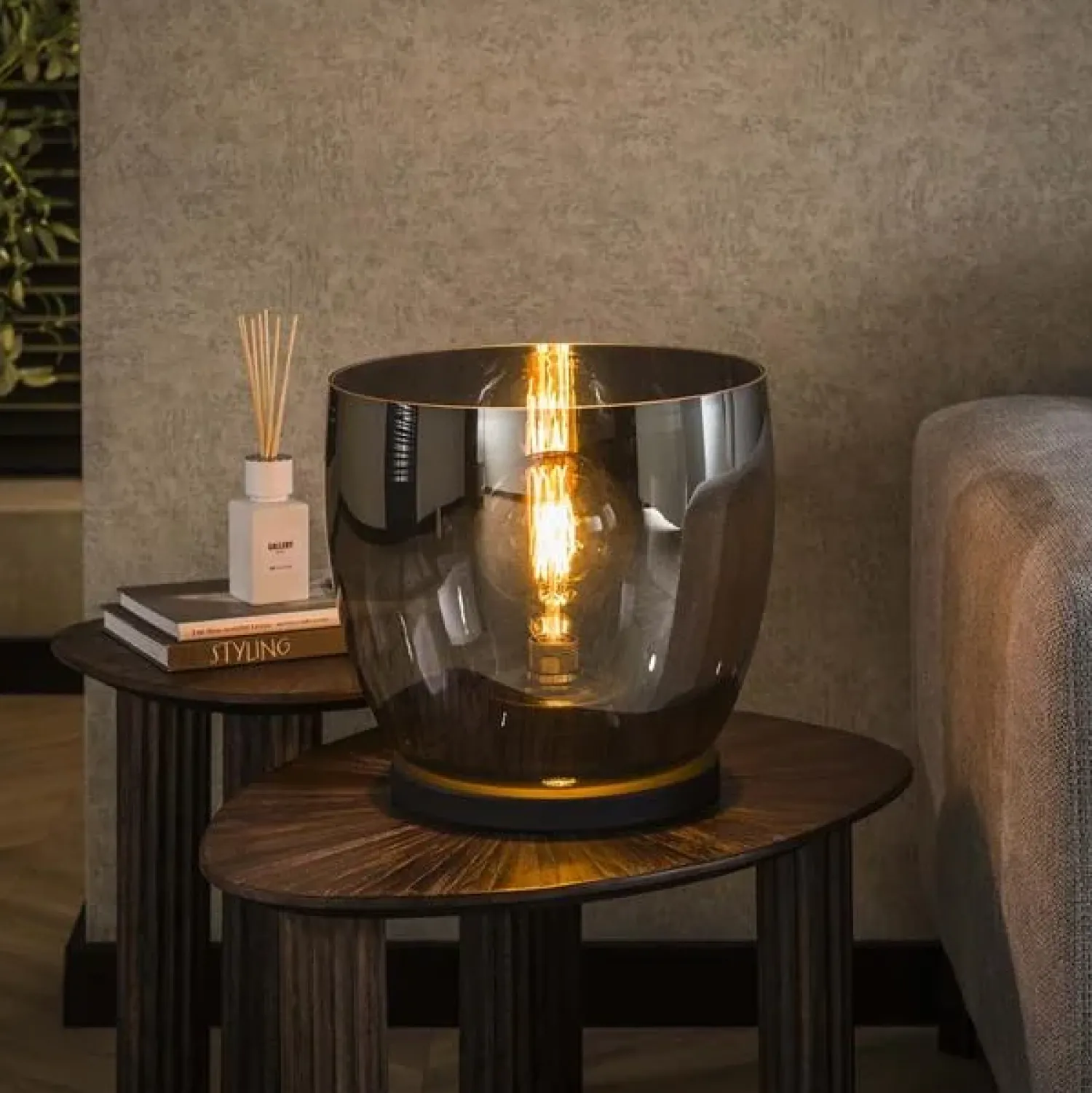 Kalfort Tafellampen|Vloerlampen|Masuka 1-lichts Vloerlamp Smoke M 32cm