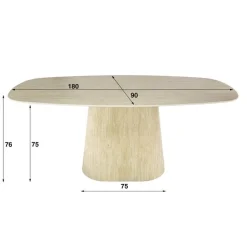Kalfort Eettafels|Matteo Eettafel Deens ovaal Travertin 180cm