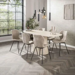 Kalfort Eettafels|Matteo Eettafel Deens ovaal Travertin 180cm
