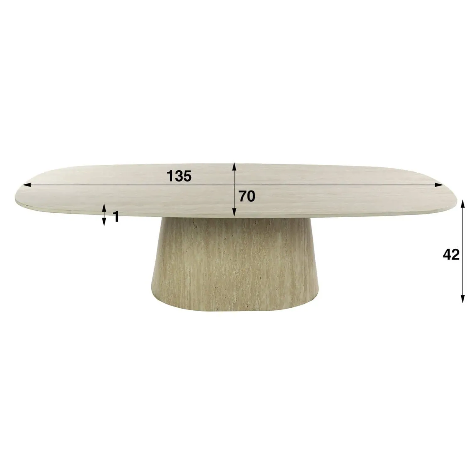 Kalfort Salontafels|Matteo Salontafel Deens ovaal Travertin 135cm