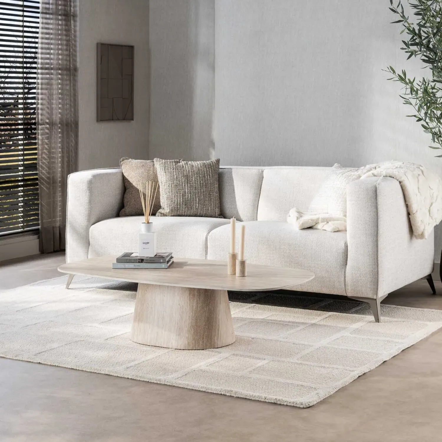 Kalfort Salontafels|Matteo Salontafel Deens ovaal Travertin 135cm