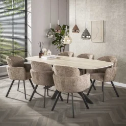Kalfort Eetkamerstoelen|Matthijs Eetkamerstoel draaibaar Hoven champagne
