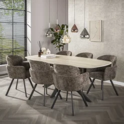 Kalfort Eetkamerstoelen|Matthijs Eetkamerstoel draaibaar Hoven taupe