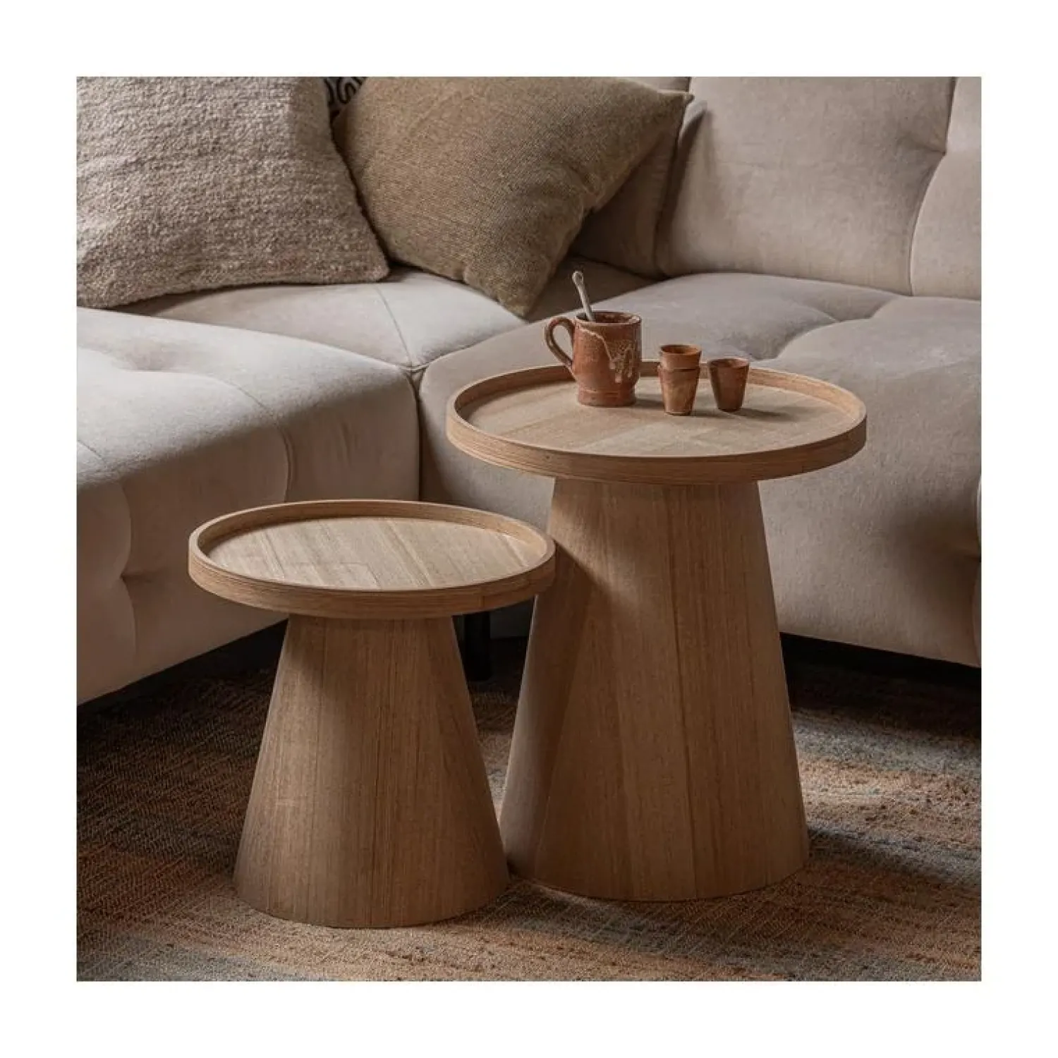 WOOOD Bijzettafels|Maud Bijzettafel Conisch rond MDF Naturel 45cm