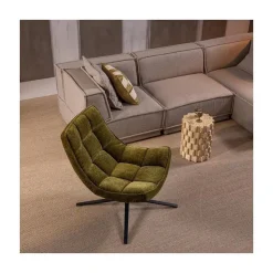 WOOOD Fauteuils|Maudi Draaifauteuil Chenille Groen