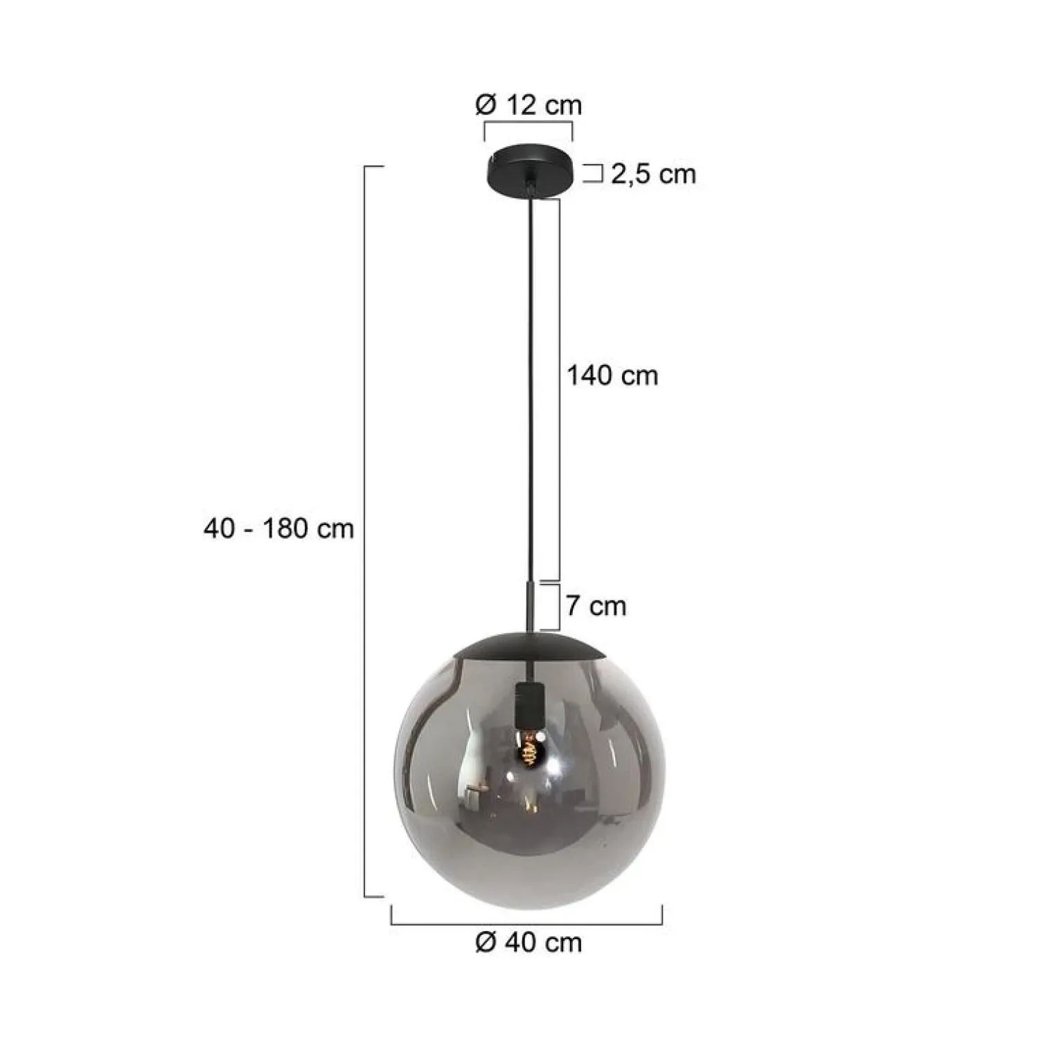 Kalfort Hanglampen|Glazen Hanglamp|Maya 1-lichts Hanglamp 40cm Smoke